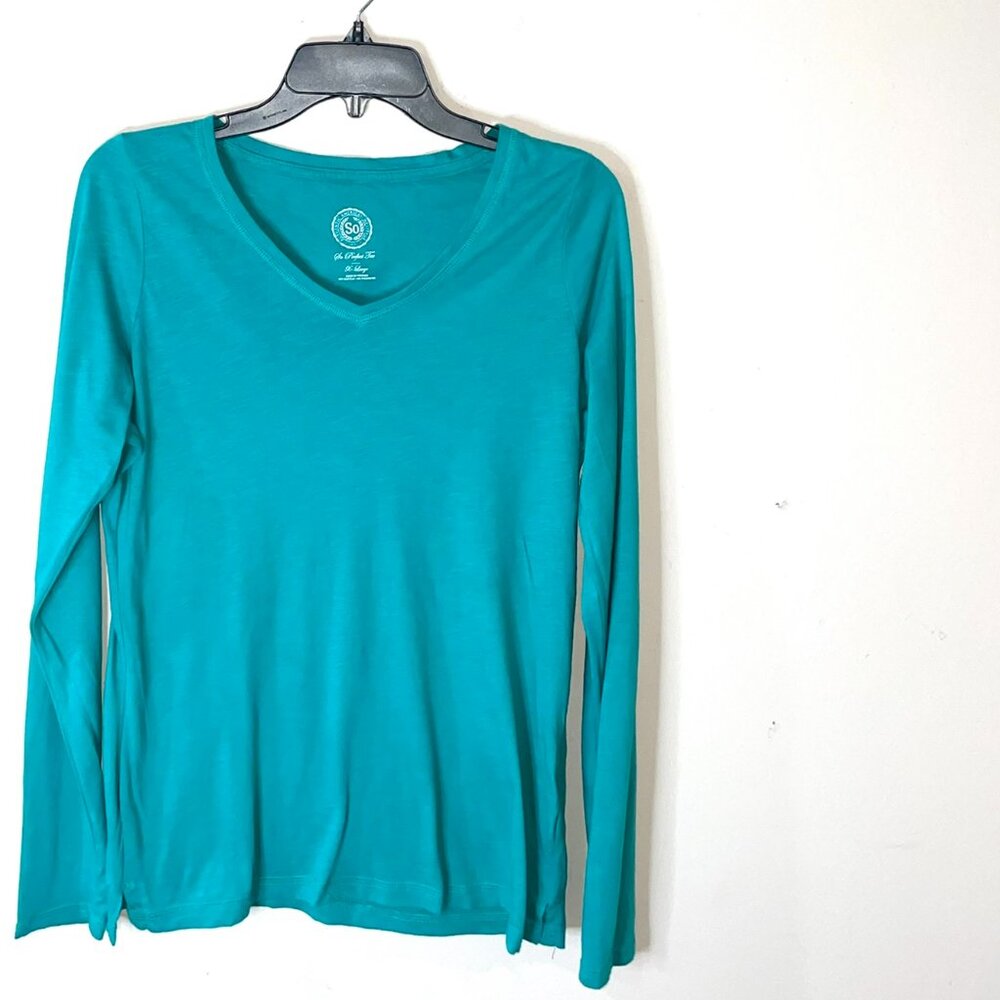 SO Juniors Teal Size Xtra Large Slim Fit Plain Long Sleeve Aqua Green